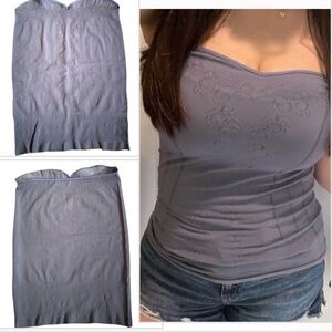 Free People Sweetheart Seamless Floral Embroidered Tube Top size M/L Blue